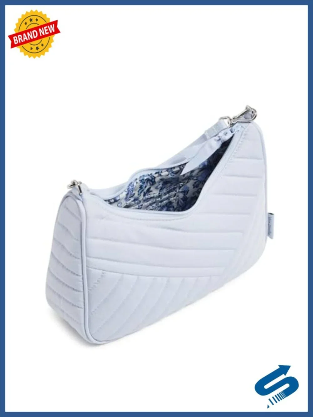 Quilted Cotton Mini Crescent Crossbody Purse with Zip Closure